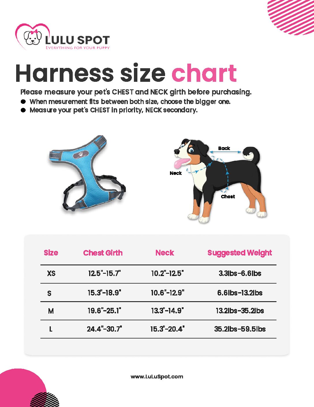Harness size chart 3