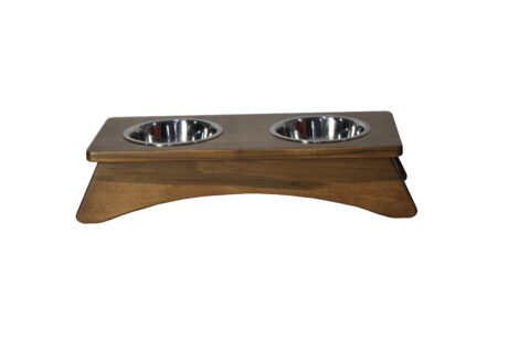 Elevated Wooden Pet Bowls Stand – With Dual Stainless Steel Bowls