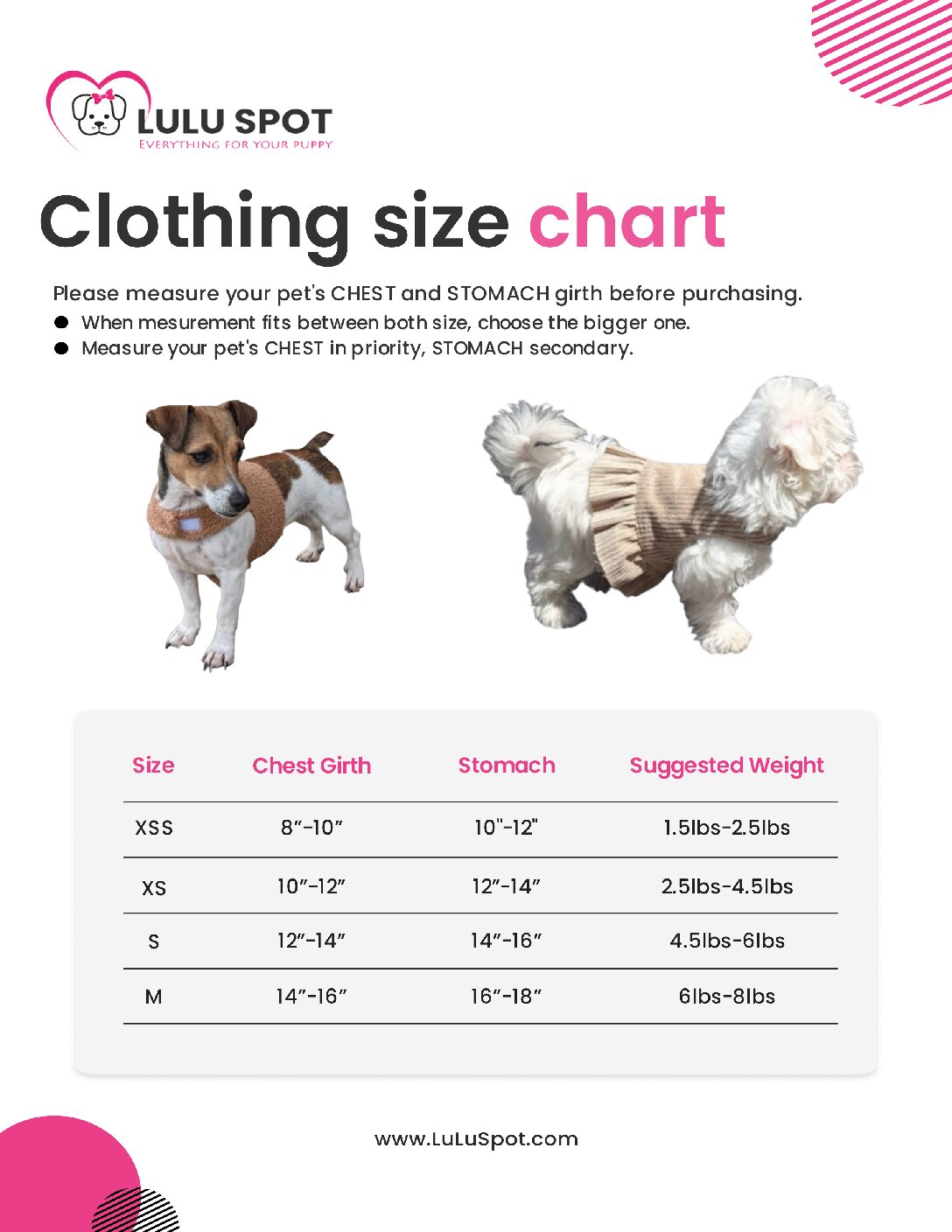 Clothing size chart