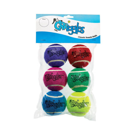 Grriggles Tennis Balls for Dogs – Durable Fetch Balls (6 Pack)