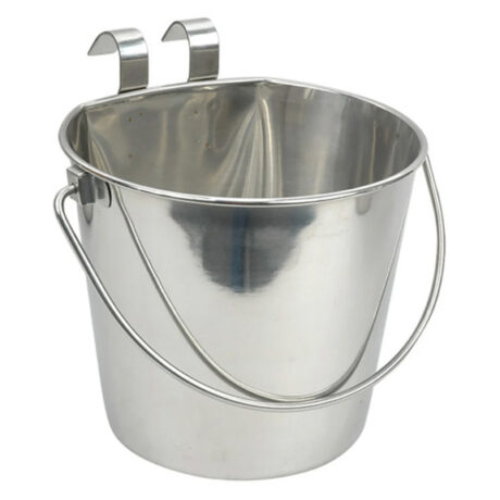 Stainless Steel Flat Sided Pail – Durable Pet Feeding Solution